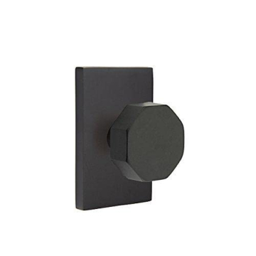 Emtek Satin Brass Privacy Set with Modern Octagon Knob