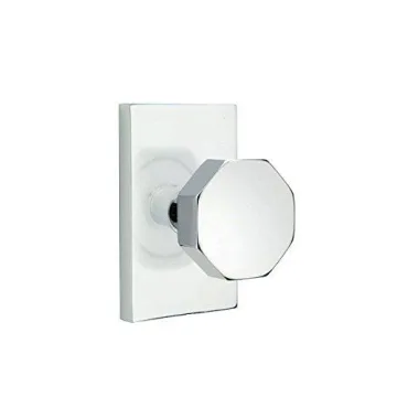 Emtek Satin Brass Privacy Set with Modern Octagon Knob