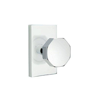 Emtek Satin Brass Privacy Set with Modern Octagon Knob