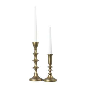 Creative Co-Op Gold, Set of 2 Taper Holder, Black (DF3538)