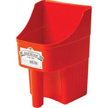 Little Giant® Plastic Enclosed Feed Scoop | Heavy Duty Durable Stackable Feed Scoop with Measure Ma...