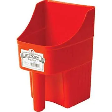 Little Giant® Plastic Enclosed Feed Scoop | Heavy Duty Durable Stackable Feed Scoop with Measure Ma...