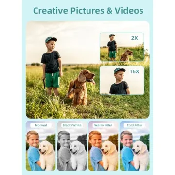 Compact FHD Digital Kids Camera with Dual Batteries 16X Zoom