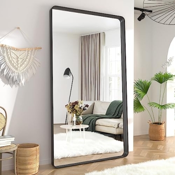 Koonmi Full Length Mirror, 31"x71" Black Deep Framed Floor Mirror, Wall Mounted Mirror Dressing Mirr...