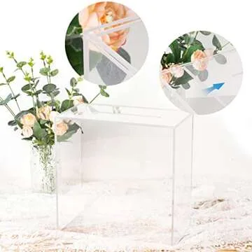 Clear Acrylic Wedding Card Box, Large DIY Card Box Blank No Print for Wedding Reception, Graduation Party, Bridal Shower, Keepsake Party Favor, Cosmetic Home Decor (10 x10 x 5.5 Inch)