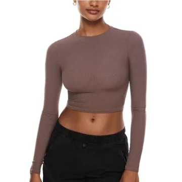 INLYRIC Women's Long Sleeve Crop Tops – Chic Ribbed Fitted Basics for Fall
