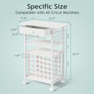 Craft Cart and Organizer Table Compatible with Cricut - Rolling Storage Cart/Shelf with 30 Vinyl Rol...