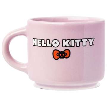 Silver Buffalo Sanrio Hello Kitty Halloween 4 Pack Stackable Ceramic Mug Set With Storage Rack, 3 Ounces