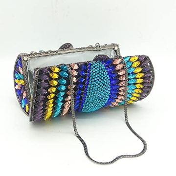 Elegant Multi-Blue Crystal Clutch for Women - Boutique De FGG