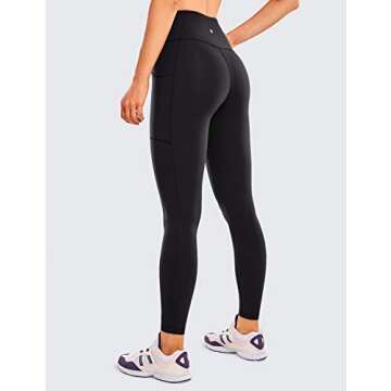 CRZ YOGA Women's Naked Feeling Light Running Leggings 25 Inches - High Waisted Compression Workout Pants with Pockets Black X-Small