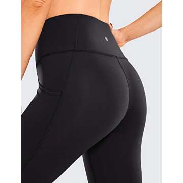 CRZ YOGA Women's Naked Feeling Light Running Leggings 25 Inches - High Waisted Compression Workout Pants with Pockets Black X-Small