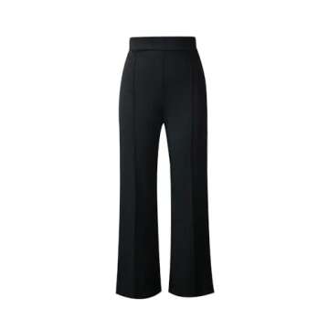 LIVECLOTH Casual Daily Work Business Wear Bell Flare Trousers, Women's High Waisted Straight-Leg Pants with Back Zip Closure, Black Flare Dress Pants for Women (Black, S)