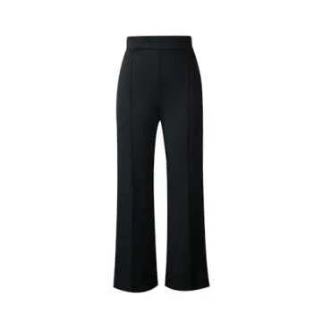 LIVECLOTH Casual Daily Work Business Wear Bell Flare Trousers, Women's High Waisted Straight-Leg Pants with Back Zip Closure, Black Flare Dress Pants for Women (Black, S)