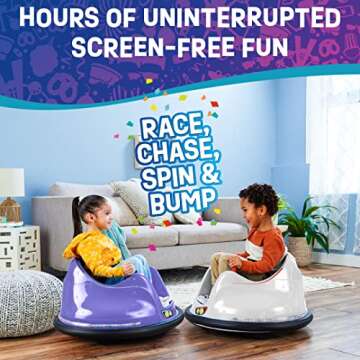 Flybar FunPark 6V Bumper Car for Toddlers, Kids Bumper Car, Electric Toddler Ride On Toys for Kids, Baby Bumper Car, Ages 1.5-4 Years, LED Lights, 360 Degree Spin, Supports up to 66 pounds (No Remote)