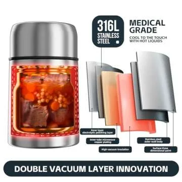 Food Jar for Hot Food,27Oz Vacuum Insulated Stainless Steel Lunch Food Containers, Wide Mouth Soup Flask for Hot Food, Leak Proof Fod Jar for School Office Travel