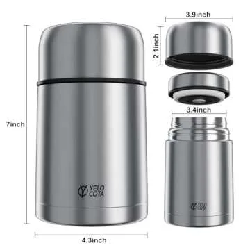 Food Jar for Hot Food,27Oz Vacuum Insulated Stainless Steel Lunch Food Containers, Wide Mouth Soup Flask for Hot Food, Leak Proof Fod Jar for School Office Travel