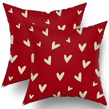 Charming Valentine's Day Pillow Covers 18x18 Set of 2 - Soft Romantic Hearts