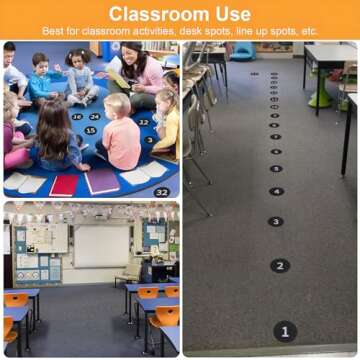Black Carpet Spots Markers for Classroom - ForTomorrow 36 Pcs 4 Inch Floor Sitting Dots with Numbers for Preschool Kindergarten Elementary