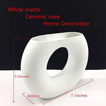 Anding White Ceramic Vase - Matte Design - Round Modern Vase Ideal Gift Vase for Friends, Family, We...