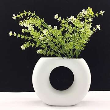 Anding White Ceramic Vase - Matte Design - Round Modern Vase Ideal Gift Vase for Friends, Family, Wedding, Table Vase, Perfect Home Decor Vase (LY416-E)