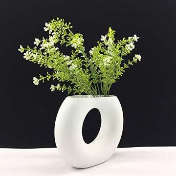 Anding White Ceramic Vase - Matte Design - Round Modern Vase Ideal Gift Vase for Friends, Family, Wedding, Table Vase, Perfect Home Decor Vase (LY416-E)