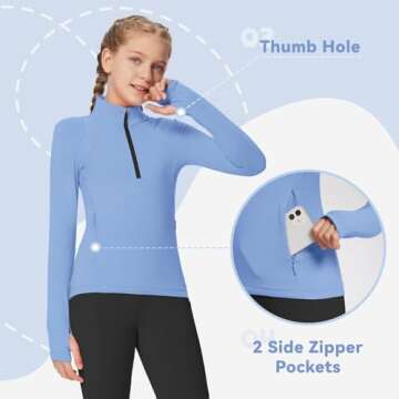 BALEAF Girls Fleece Long Sleeve Shirt for Active Kids