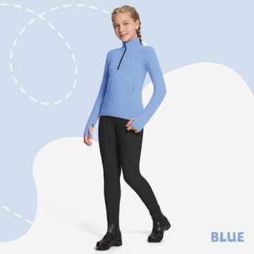 BALEAF Girls Fleece Long Sleeve Shirt for Active Kids