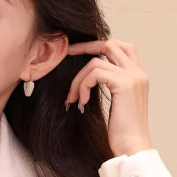 KesaPlan Pearl Hoop Earrings for Women 14K Gold Plated Hypoallergenic Pearl Earrings Lightweight Small Hoop Earrings for Wedding Brides