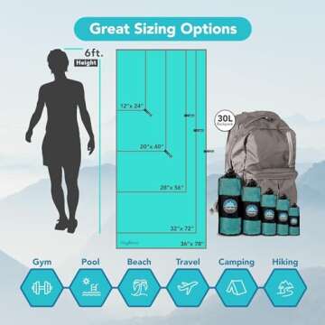 Youphoria Microfiber Travel Towel Fast Drying Lightweight - Quick Dry Towel for Camping, Beach, Backpacking, Hiking, & Sport