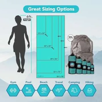 Youphoria Microfiber Travel Towel Fast Drying Lightweight - Quick Dry Towel for Camping, Beach, Backpacking, Hiking, & Sport