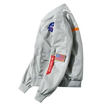 CORIRESHA Mens Apollo NASA Patches Slim Fit Bomber Jackets Windbreaker
