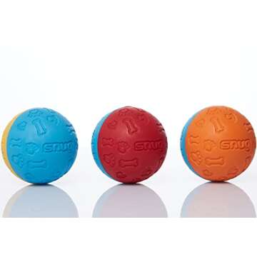 Snug Rubber Dog Balls for Small and Medium Dogs - Tennis Ball Size - Virtually Indestructible (3 Pack - Original)