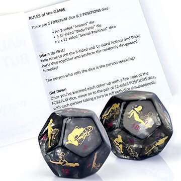 Harper & Chance Sex Dice Games for Adults Couples, Date Night Dice, 96 Foreplay Suggestions, 36 Sexual Positions, 6 Location Options = 20,000+ Sexual Scenarios...Black Marble