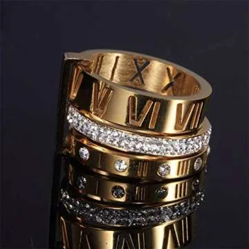 Elegant Roman Numeral Stacking Ring for Women