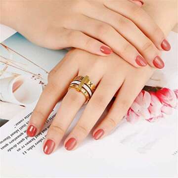 Elegant Roman Numeral Stacking Ring for Women