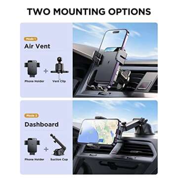 JOYROOM Wireless Car Charger,15W Qi Fast Charging Car Charger Phone Holder Mount, Auto-Clamping Alig...