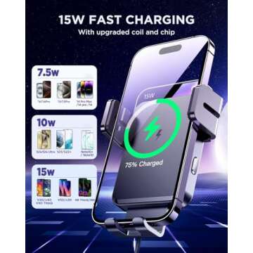 JOYROOM Wireless Car Charger,15W Qi Fast Charging Car Charger Phone Holder Mount, Auto-Clamping Alignment Windshield Dashboard Air Vent Cell Phone Holder for iPhone 16 Pro Max/15 Pro,Samsung S24/S23