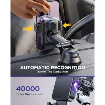 JOYROOM Wireless Car Charger,15W Qi Fast Charging Car Charger Phone Holder Mount, Auto-Clamping Alignment Windshield Dashboard Air Vent Cell Phone Holder for iPhone 16 Pro Max/15 Pro,Samsung S24/S23