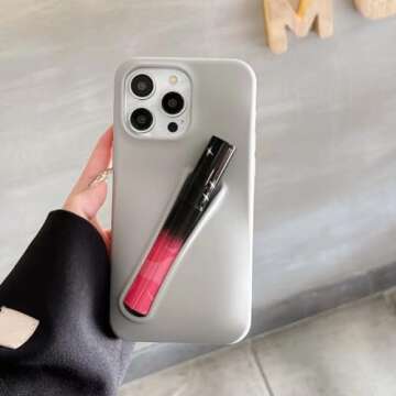 TRADAY Lip Gloss Phone Case Cute for iPhone 15 Plus /14 Plus for Women Girls Protective Silicone Shockproof Slim Funny Stylish Phone Case Compatible with iPhone 15 Plus/14 Plus（Light Gray）