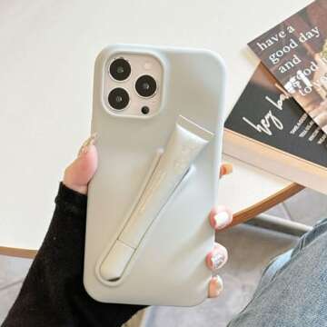 TRADAY Lip Gloss Phone Case Cute for iPhone 15 Plus /14 Plus for Women Girls Protective Silicone Shockproof Slim Funny Stylish Phone Case Compatible with iPhone 15 Plus/14 Plus（Light Gray）