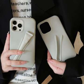 TRADAY Lip Gloss Phone Case Cute for iPhone 15 Plus /14 Plus for Women Girls Protective Silicone Shockproof Slim Funny Stylish Phone Case Compatible with iPhone 15 Plus/14 Plus（Light Gray）