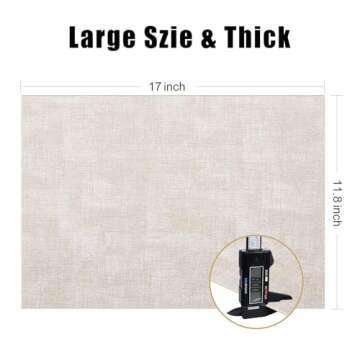 Homaxy Faux Leather Heat Resistant Placemats for Dining Table Set of 6, Waterproof Wipeable Washable PU Table Mats, Easy to Clean Anti-Slip Place Mats, 11.8" x 17", Beige