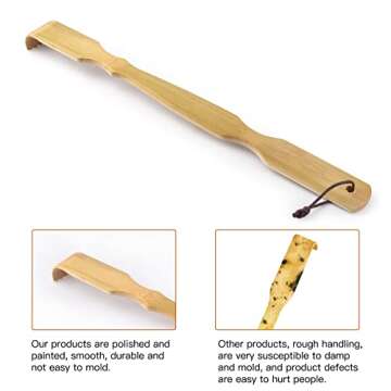 Omszte Bamboo Back Scratcher,100% Natural Bamboo Back Scratchers for Itching Relief,Strong & Sturdy 17 inches