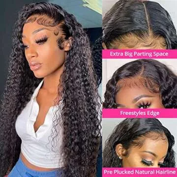 Ali Pearl Hair Wig 13x4 Water Wave HD Lace Front Wigs Human Hair Pre Plucked with Baby Hair HD Transparent Lace Wigs for Black Women Brazilian Virgin Glueless Wet and Wavy Lace Frontal Wigs (18 Inch)