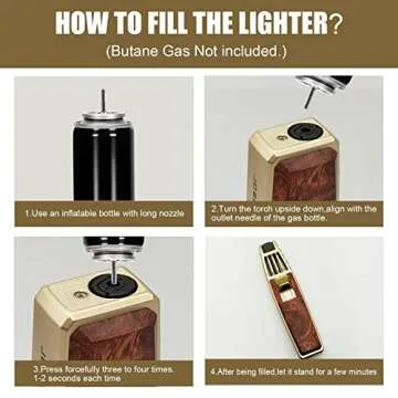 JOBON Solar Beam Torch, Adjustable Flame Butane Refillable Culinary Cooking Lighter for Baking Creme Brûlée Kitchen BBQ Camping - No Gas Included (Gold with Red)