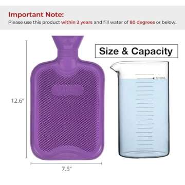 HomeTop Premium Classic Rubber Hot or Cold Water Bottle with Cute Stuffed Animal Cover (2 Liter, Purple)