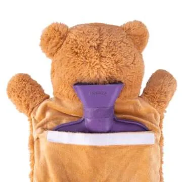 HomeTop Premium Classic Rubber Hot or Cold Water Bottle with Cute Stuffed Animal Cover (2 Liter, Purple)