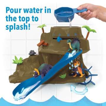 MindWare Dinosaur Color Splash Water Park Bathtub Playset - Interactive Bath Toys with Color Changin...
