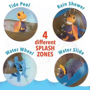 MindWare Dinosaur Color Splash Water Park Bathtub Playset - Interactive Bath Toys with Color Changing Dinosaur Figures - Gift for 3 Year Olds and Up