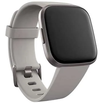 Fitbit Versa 2 Health and Fitness Smartwatch with Heart Rate, Music, Alexa Built-In, Sleep and Swim Tracking, Stone/Mist Grey, One Size (S and L Bands Included)